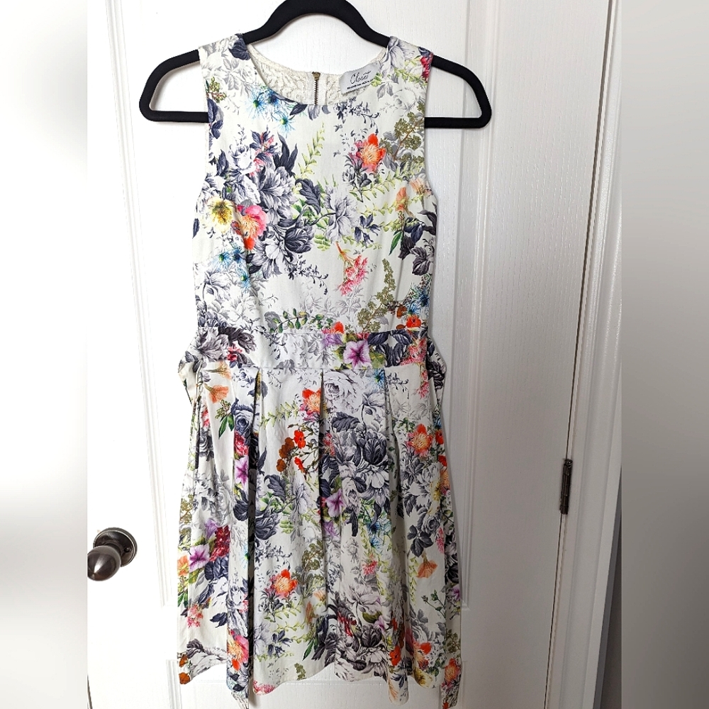 Closet London white floral dress, size 8